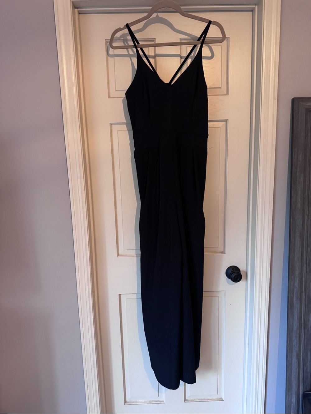 HALARA Black Strappy V-Neck Jumpsuit